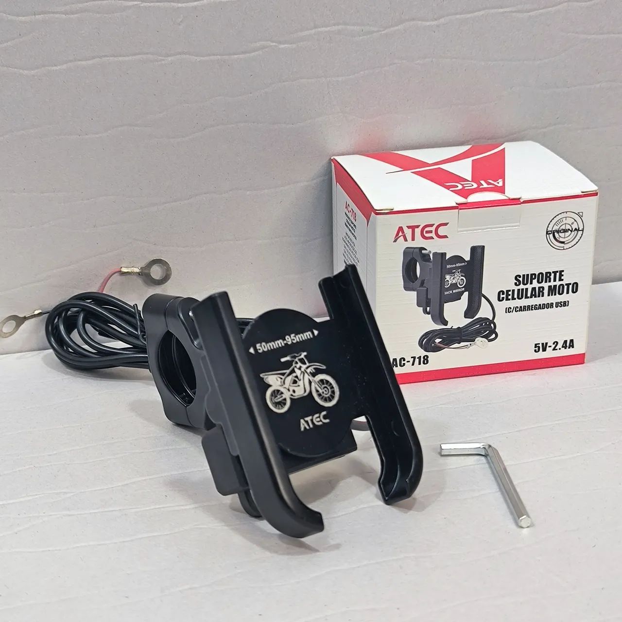 Suporte de moto para celular com carregador USB  - Foto 2