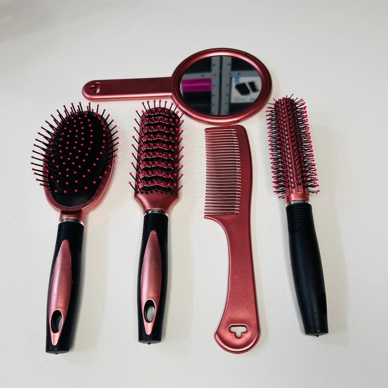 Kit escova para cabelo com pente e espelho