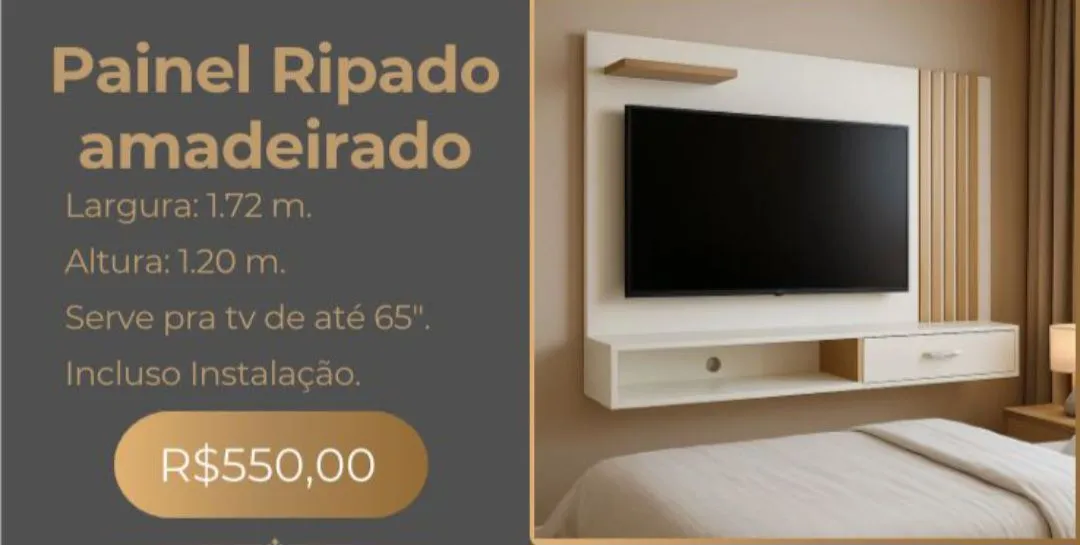 Painel Ripado Amadeirado com Instalação