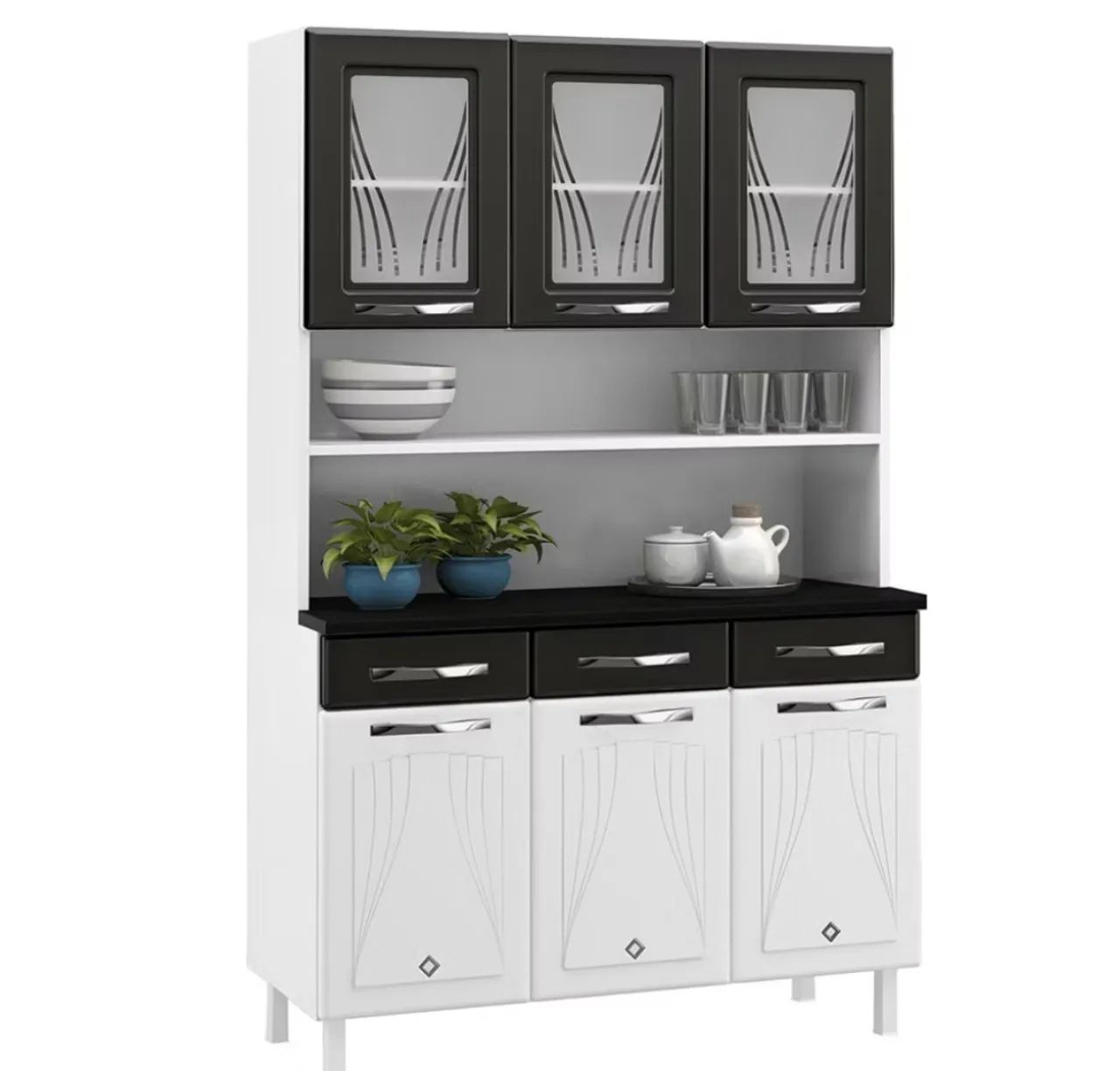 Armário de Cozinha Branco e Preto nesse modelo 