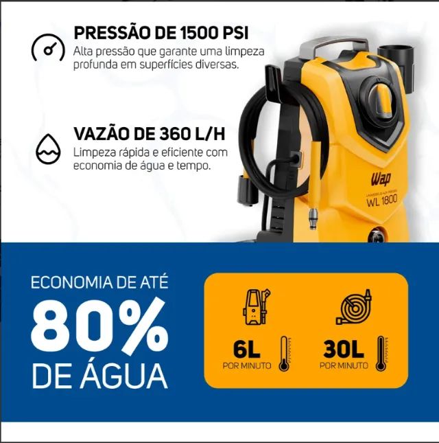 Lavadora de Alta Pressão Compacta WAP WL 1800 1400W 1500PSI 360L/h 127V - Foto 5