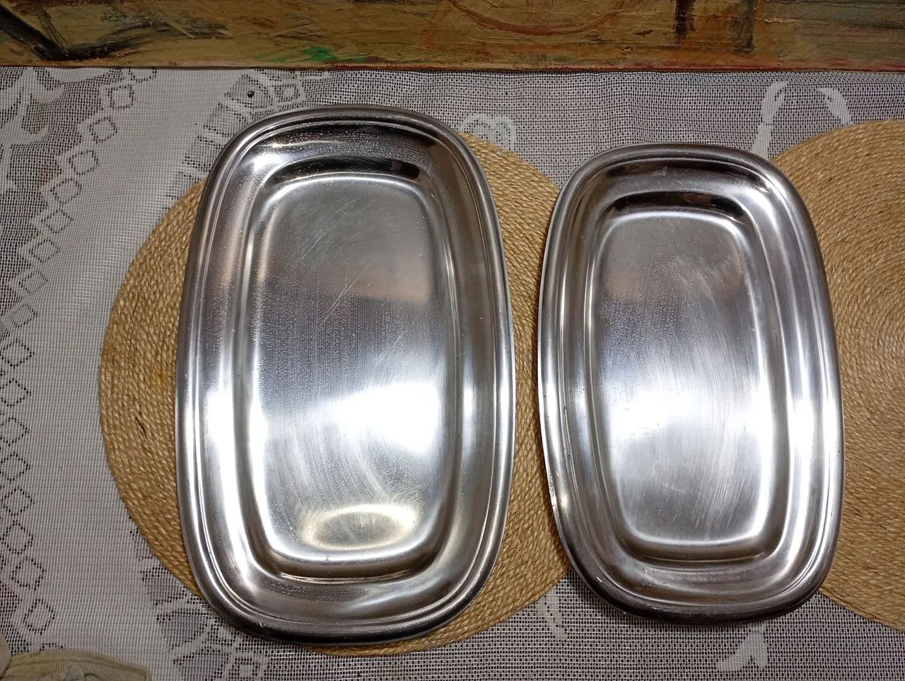 Conjunto 2 bandejas aço inox inoxidável  - Foto 2