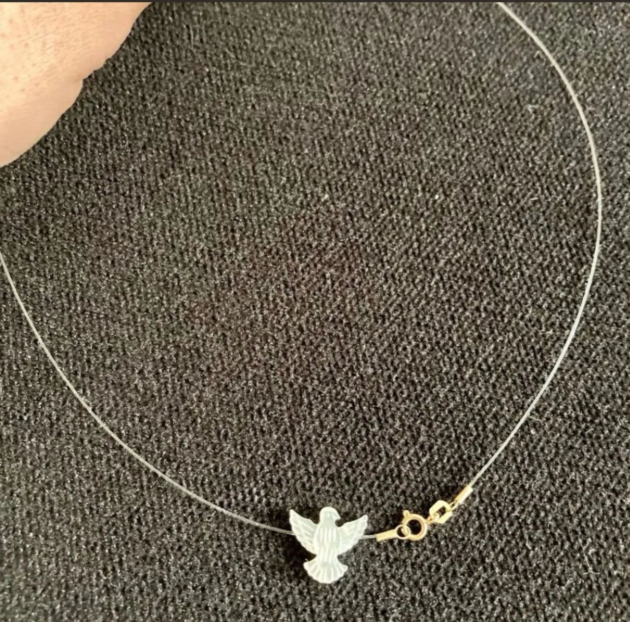 Pingente Espírito Santo no fio de nylon com ouro18k - Foto 2