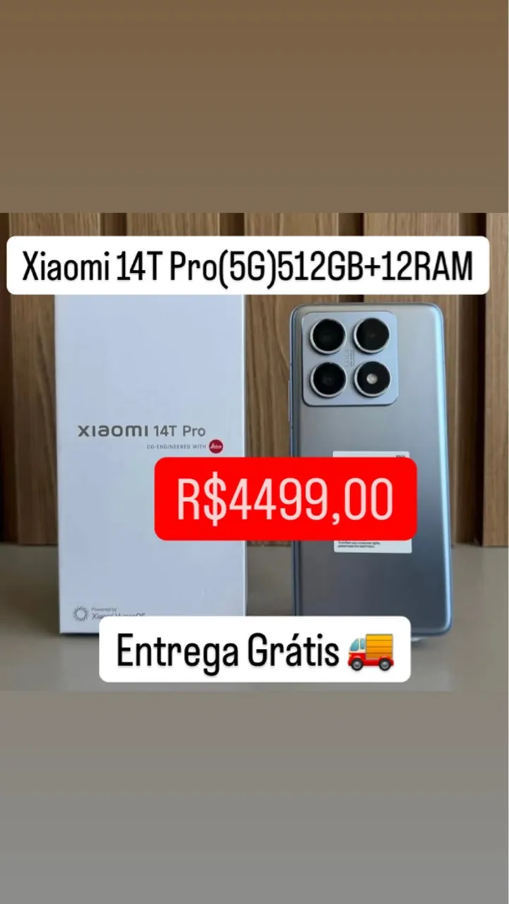 Xiaomi 14T PRO(5G)512GB+12GB RAM Lacrado Cinza Entregamos