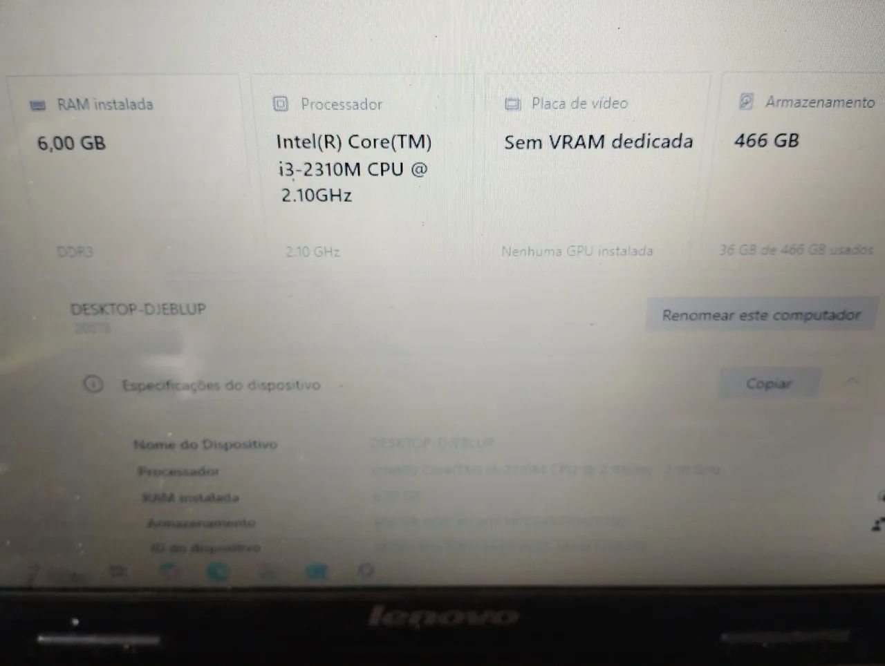 Notebook Lenovo G470_I3_6gb ram - Foto 5