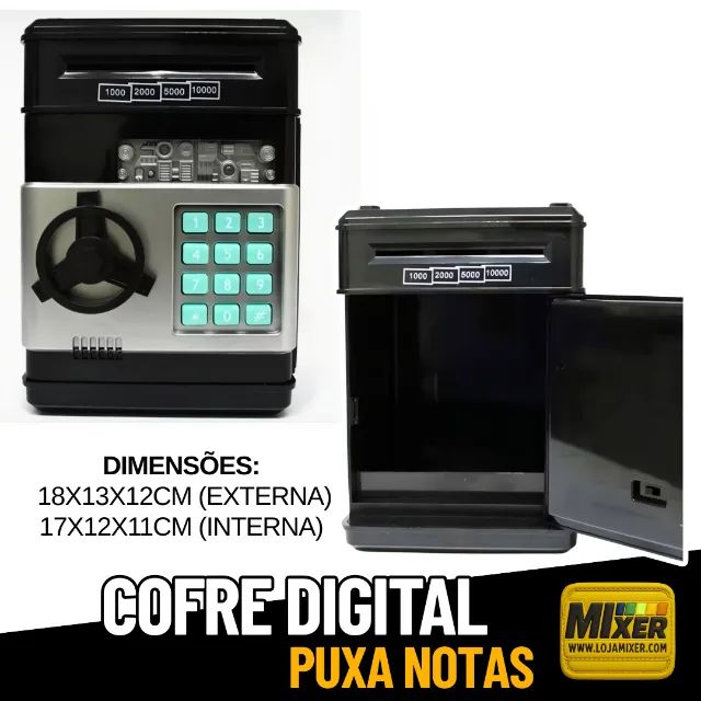 Cofre Digital Eletrônico Automático Puxa Engole Notas Moedas _ CS408 - Foto 2