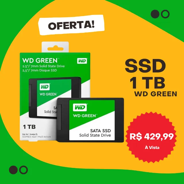 Ssd 1 Tb, 1TB Wd Green, Sata (Novo/Lacrado)