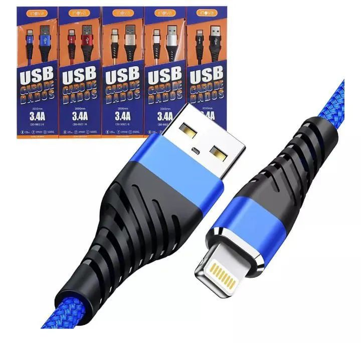 Cabo USB para iPhone - 3.4A - 2 Metros - Alta Velocidade
