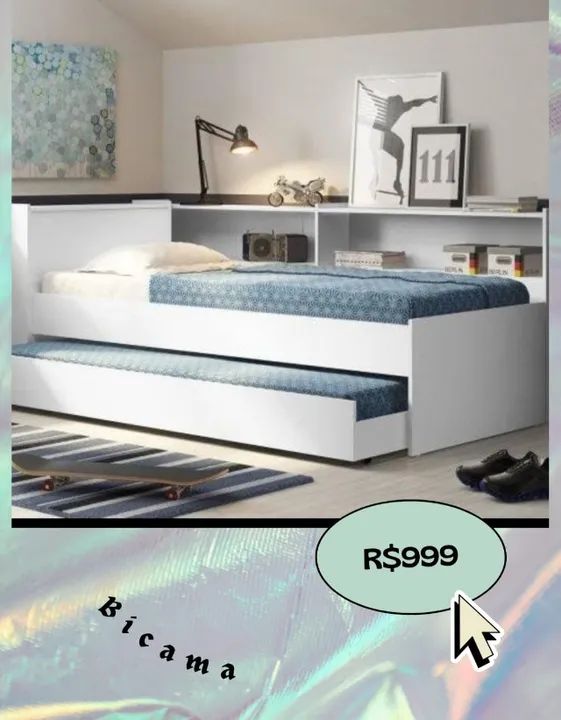 Promoção Bicama com Prateleira Lateral  - 01/03  