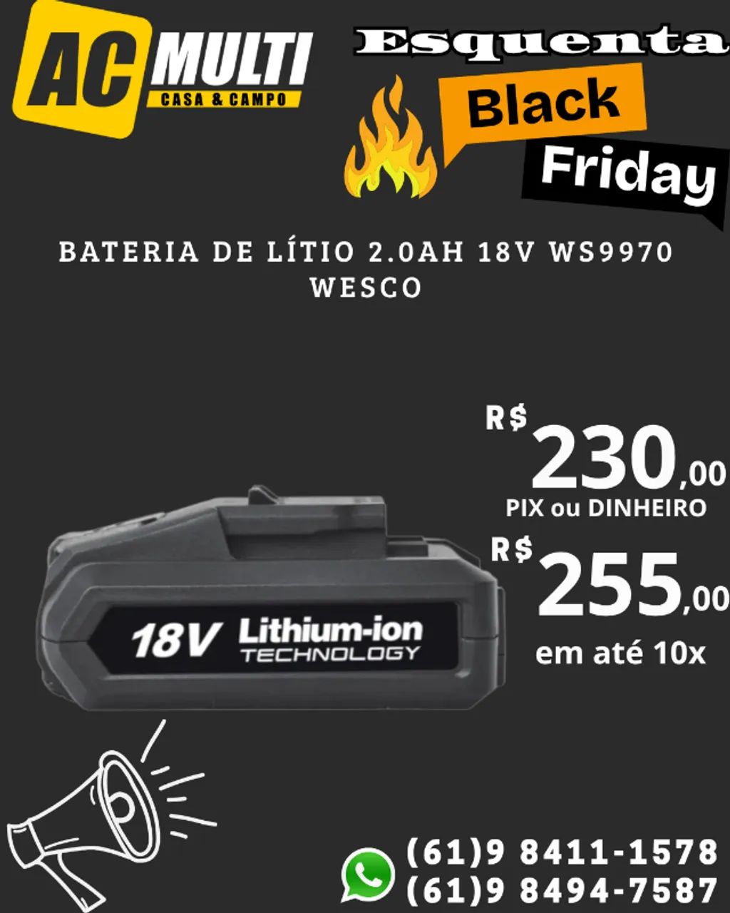 Bateria de Lítio 2.0Ah 18V WS9970 Wesco