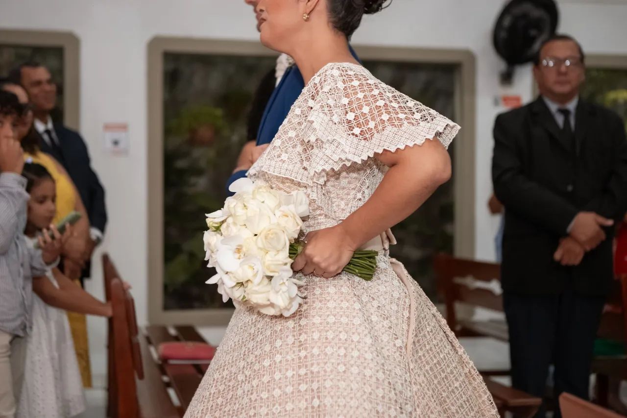 Vestido de noiva renda Filé feito a mão  - Foto 3
