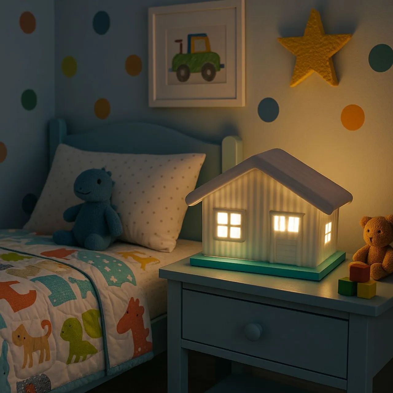 Abajur/Luminária em formato de casa - Decoração Quarto Bebê