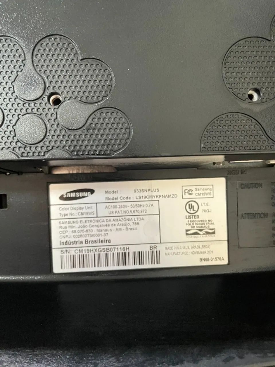 Monitor LCD Samsung Syncmaster 933sn Plus 18,5 polegadas64168573558659123