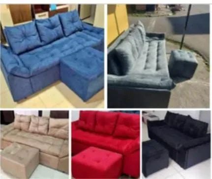 Sofá de canto laranja com puff meu zap * - Foto 3