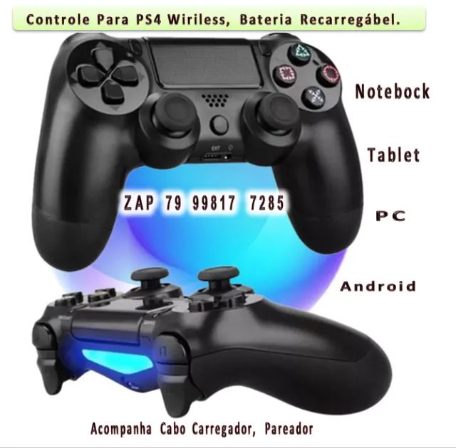 Controle Para PS4 Wireless, com Vibrador Sem Fio