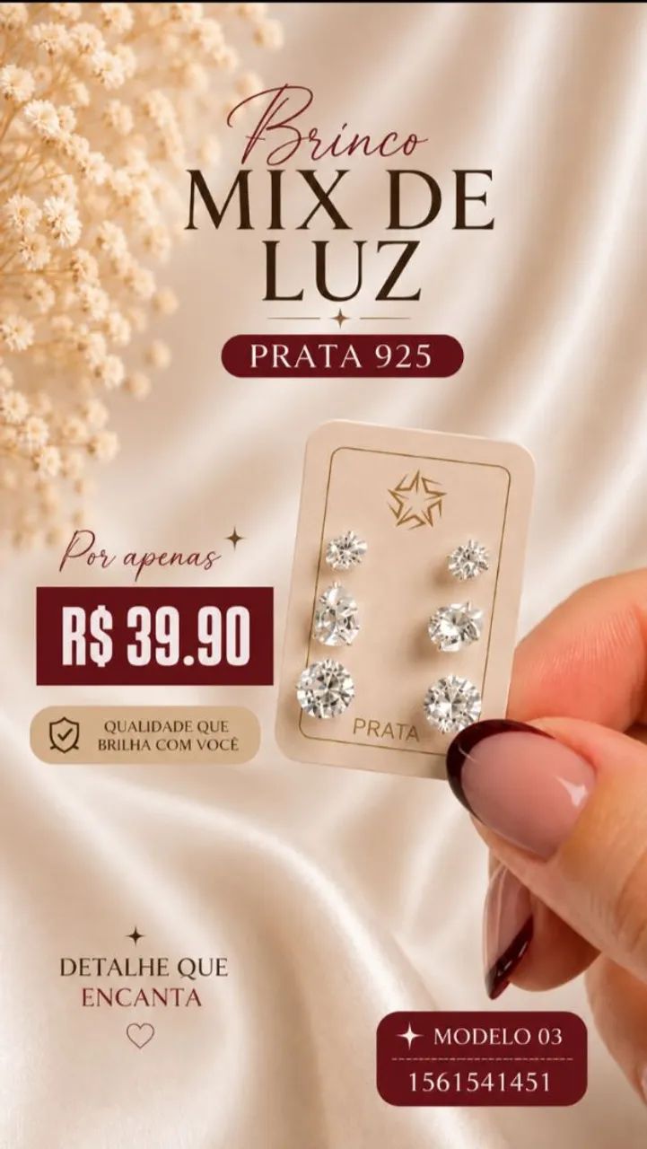 Trio de Brincos Mix de Luz Prata 925