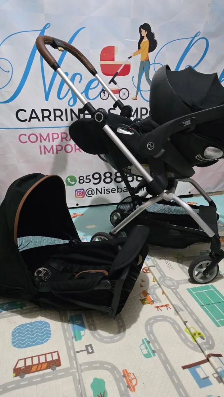 Carrinho e Bebê Conforto com base chama no WhatsApp 