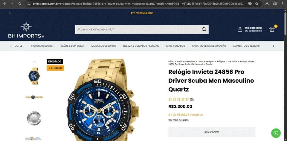 relogio invicta 24856 pro driver scuba men toroc por bike.celular - Foto 2