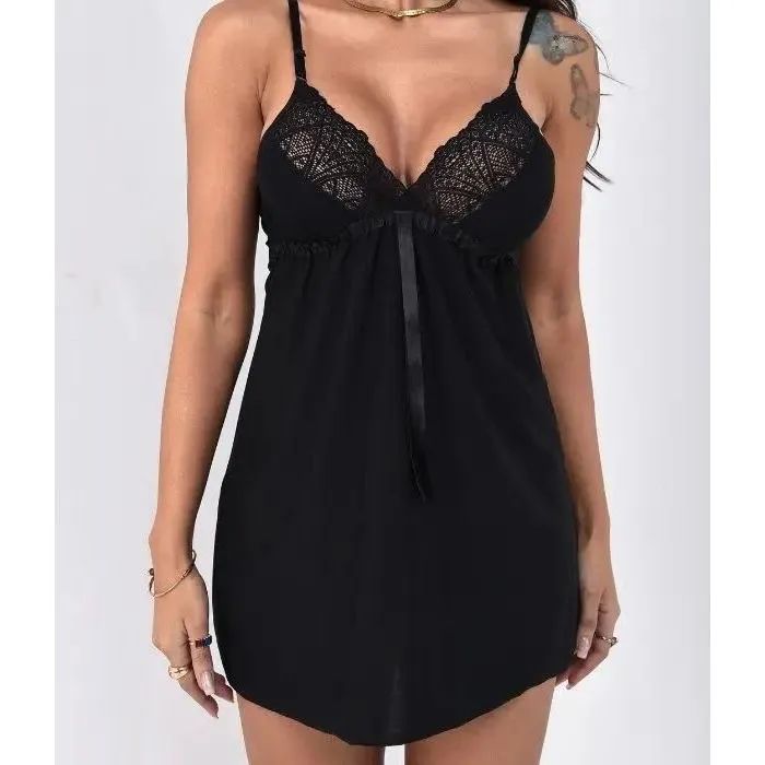 Camisola Sensual Sem bojo Em Microfibra Renda Conforto - Foto 2