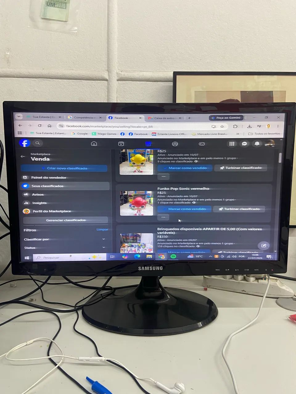 Monitor Samsung 19 polegadas - com defeito