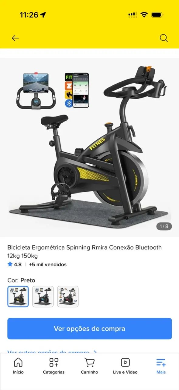 Bicicleta Ergométrica Spinning Rmira Conexão Bluetooth 12kg 150kg