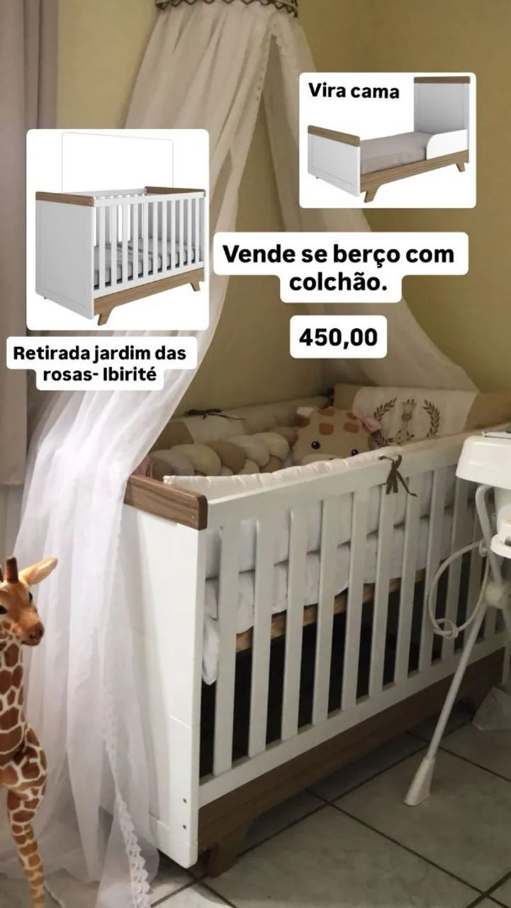 Berço Minicama Retrô Peroba Americano Branco/carvalho - Foto 2