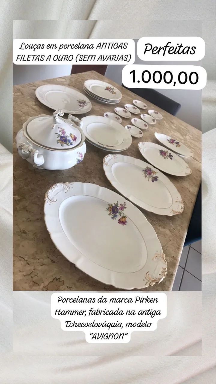 Louças em porcelanas antigas 