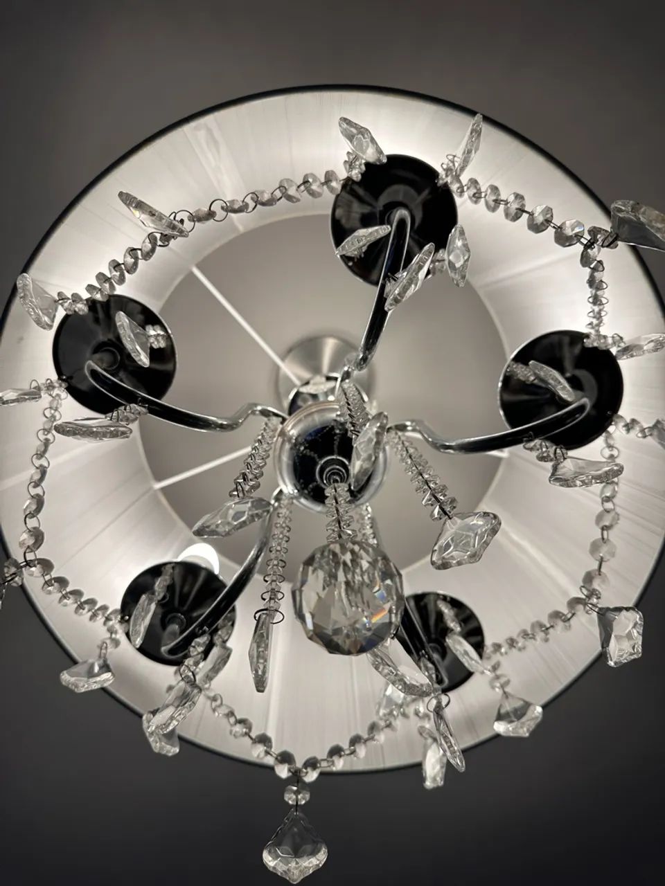 Pendente luminária tecido e cristal com 5 lâmpadas  - Foto 2