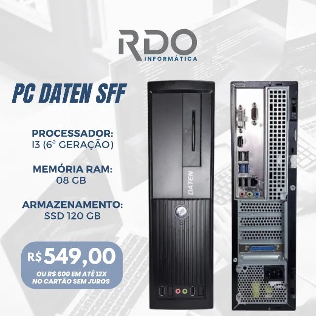 PC Daten SFF i3 6ª Geração 8GB RAM SSD 120GB -  Computador Rápido e Barato 