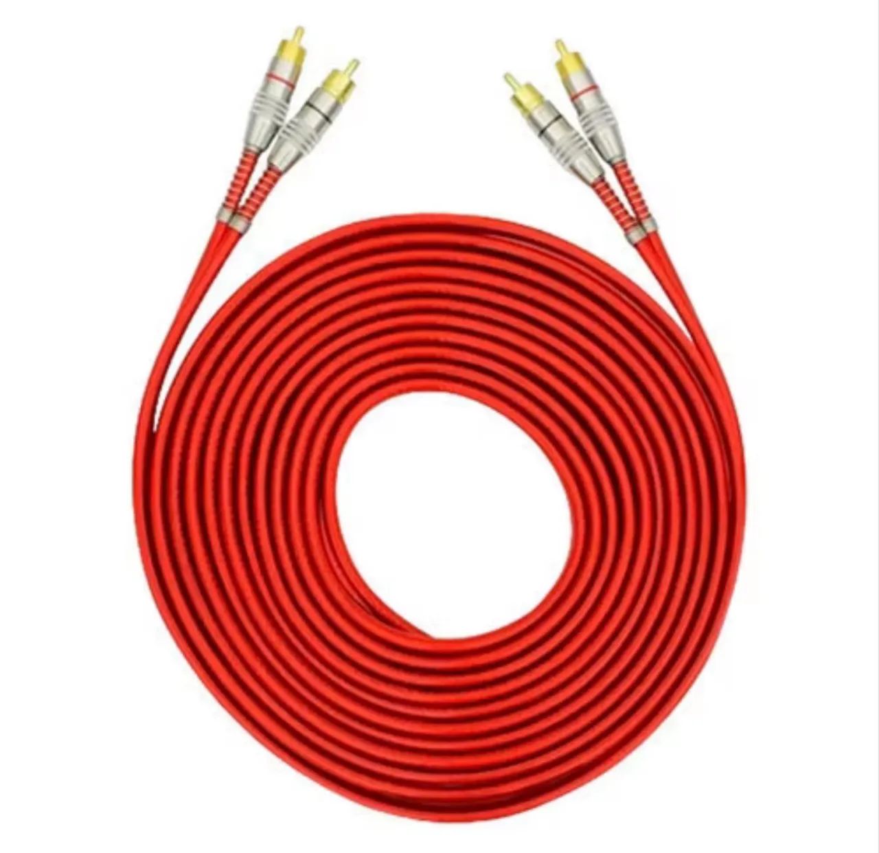 CABO RCA BLINDADO VERMELHO 5M E-TECH PARA SOM AUTOMOTIVO