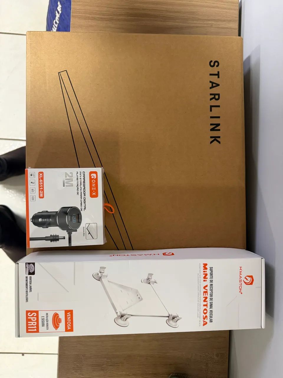 Starlink mini lacrada com suporte e cabo