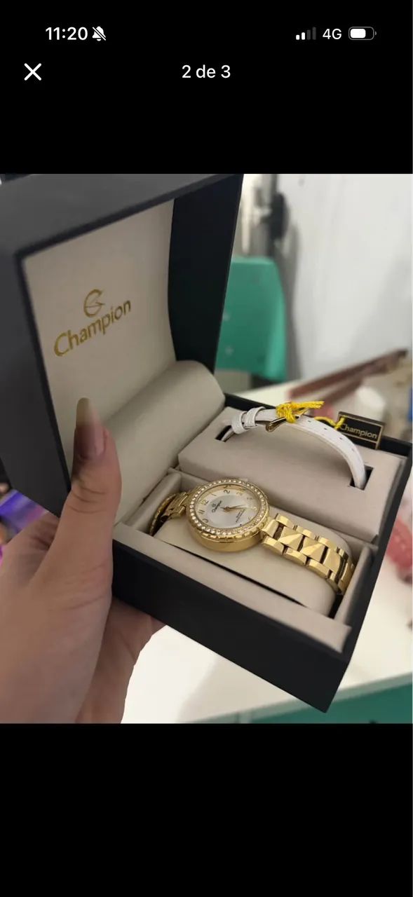Relógio Champion Feminino Dourado com Pulseira Extra e Caixa Original - Foto 2