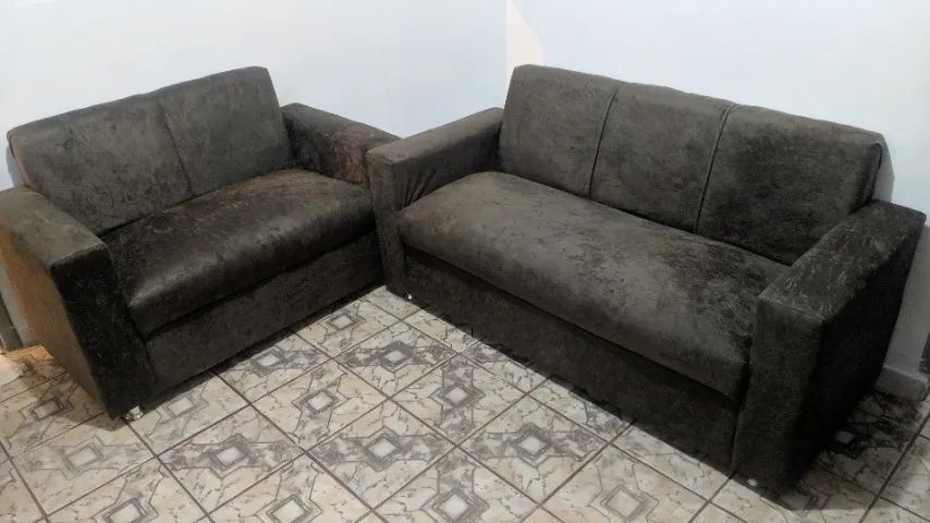 Sofá 2 e 3 assentos Suede macio D33 De alta qualidade Confortável Promoção - Foto 5