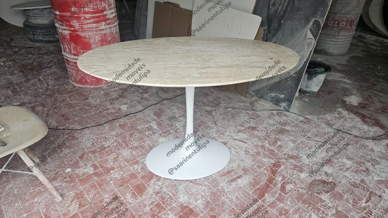 Mesa Base Jantar com tampo 140x080 travertino Bege Bahia - Foto 2