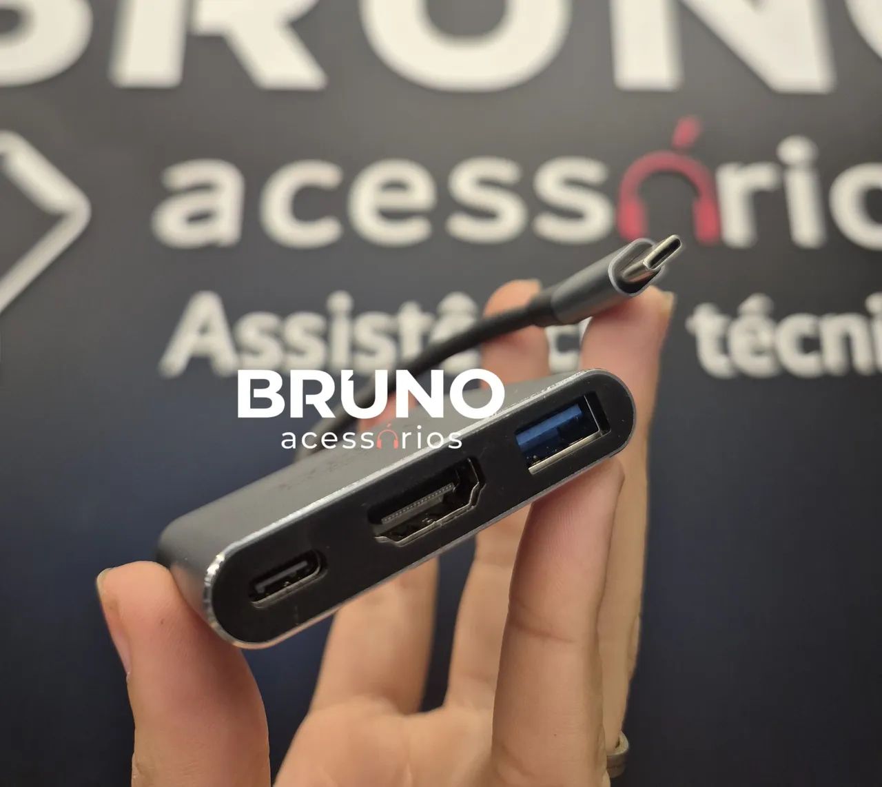 Adaptador Hub 3 em 1 Tipo C para HDMI
