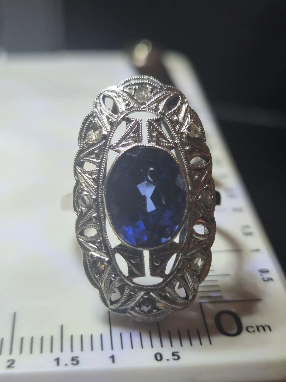 Anel Vintage Ouro Branco 18k Art Déco - Foto 4