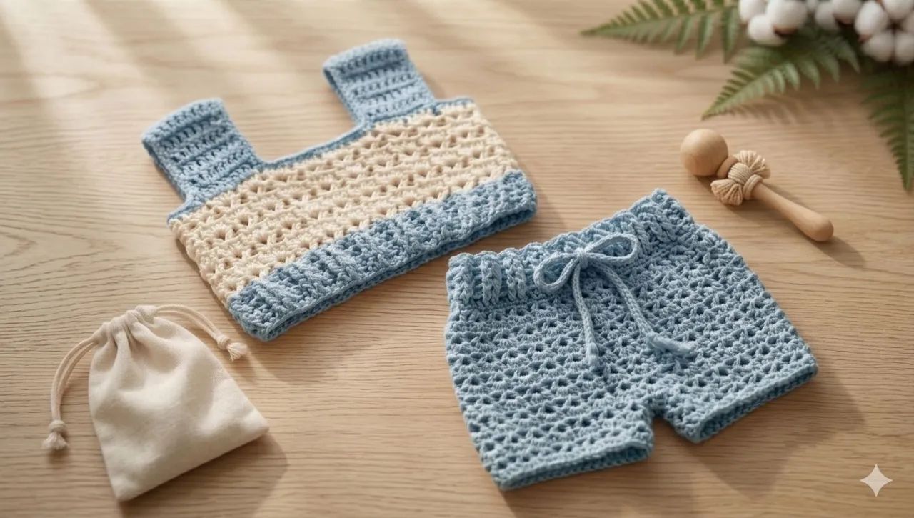 Conjunto de crochê 0 a 3 meses  - Foto 2