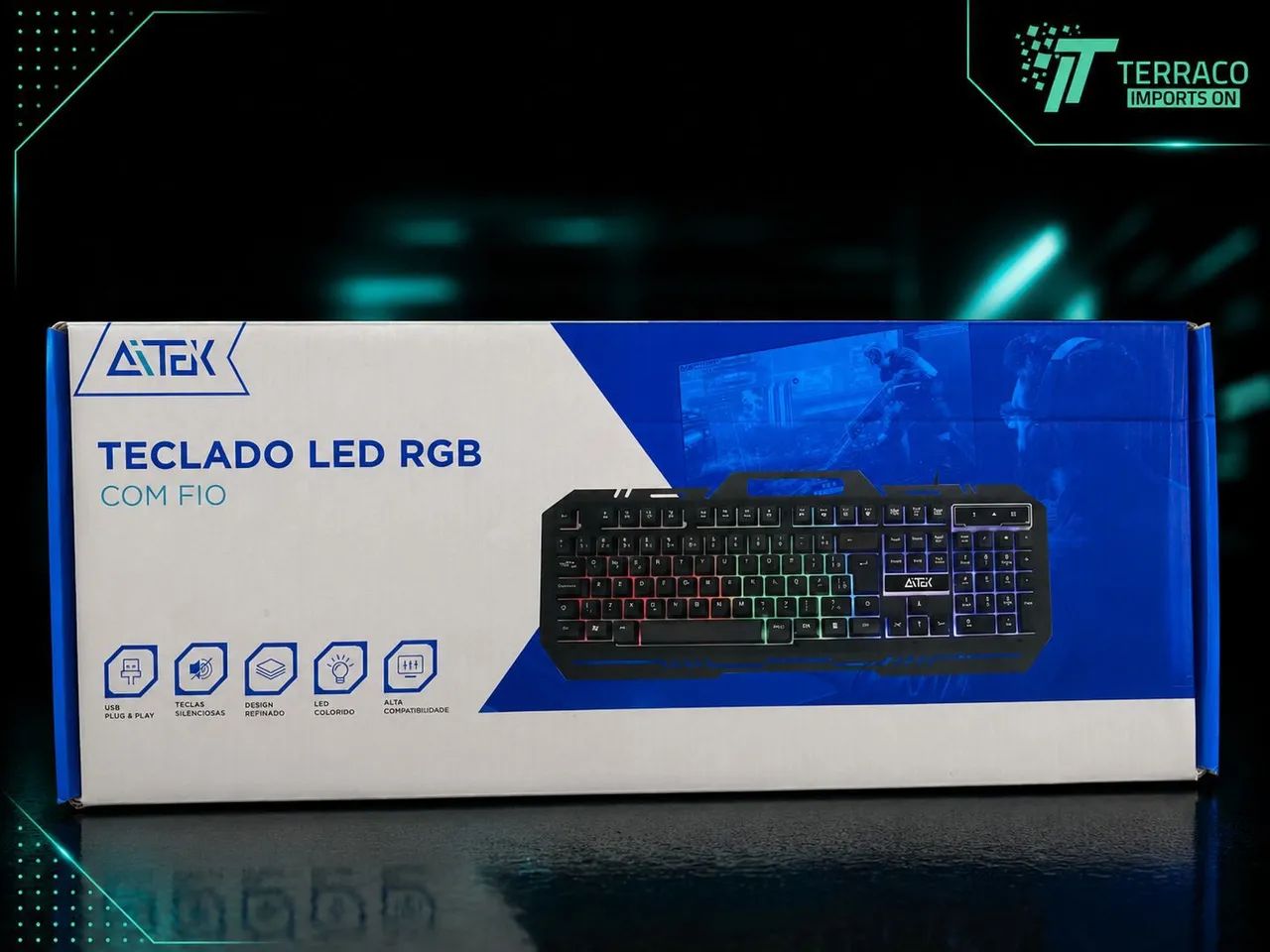 TECLADO LED RGB COM FIO ATEK  - Foto 2