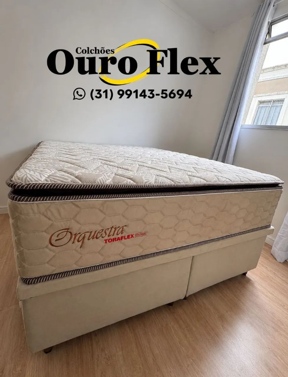 Cama baú casal Bipartido- com Colchão molas ensacadas 