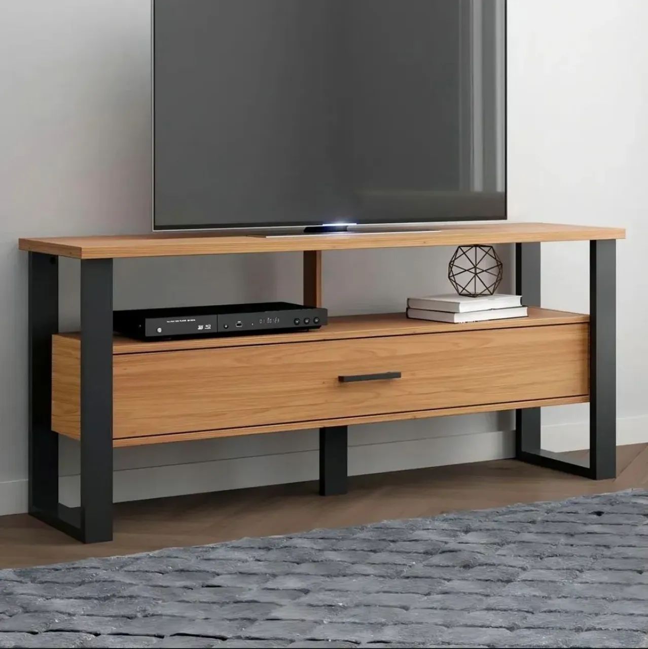 Rack 100% MDF,  Freijó E Preto 140 Cm  - Foto 2