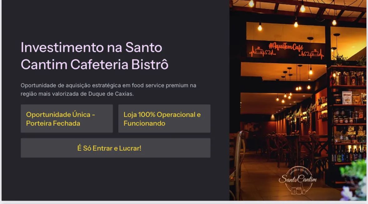 Ponto Comercial - Cafeteria montada