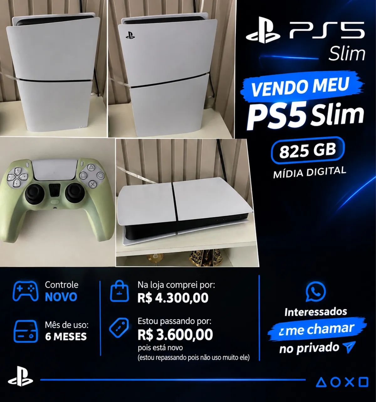 VENDO PS5 SLIM 825 GB MÍDIA DIGITAL