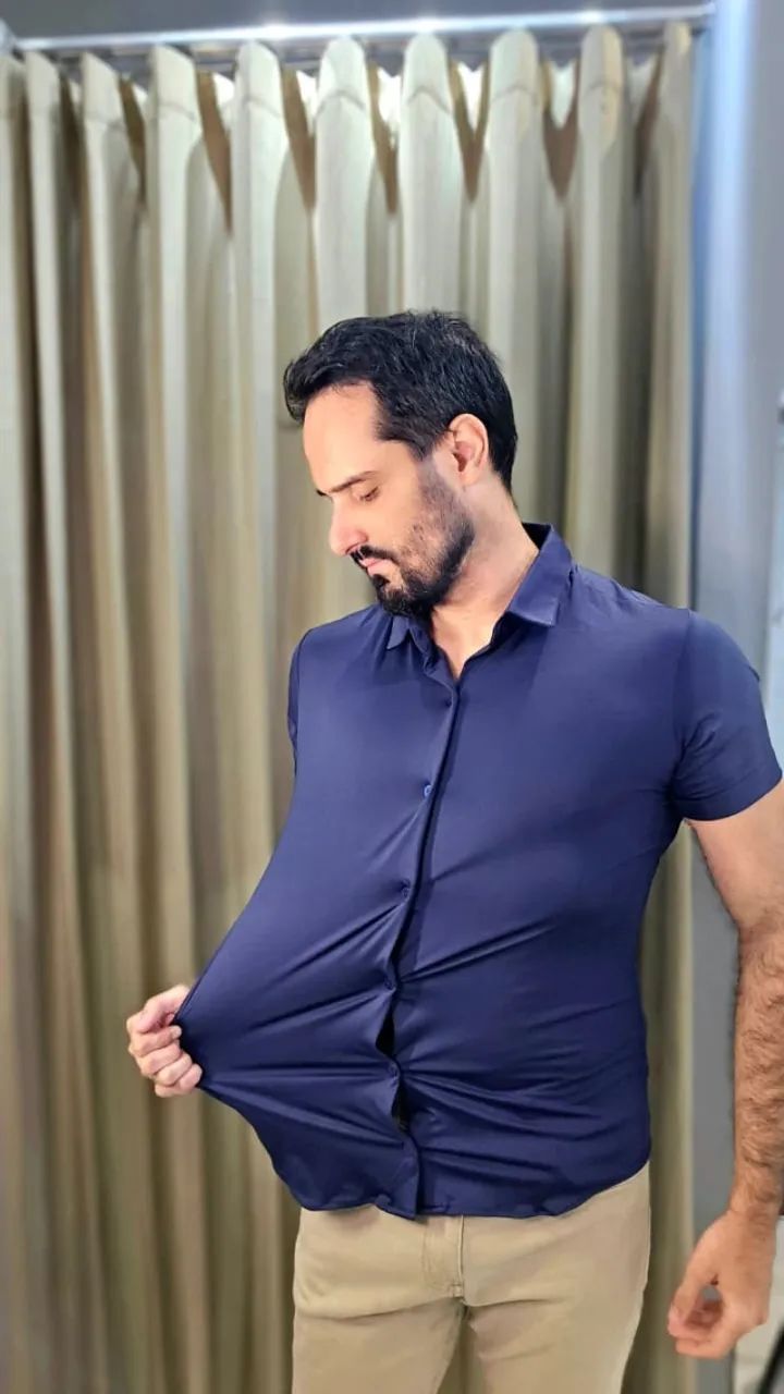 Camisa Tecnológica Manca Curta - NÃO PRECISA PASSAR