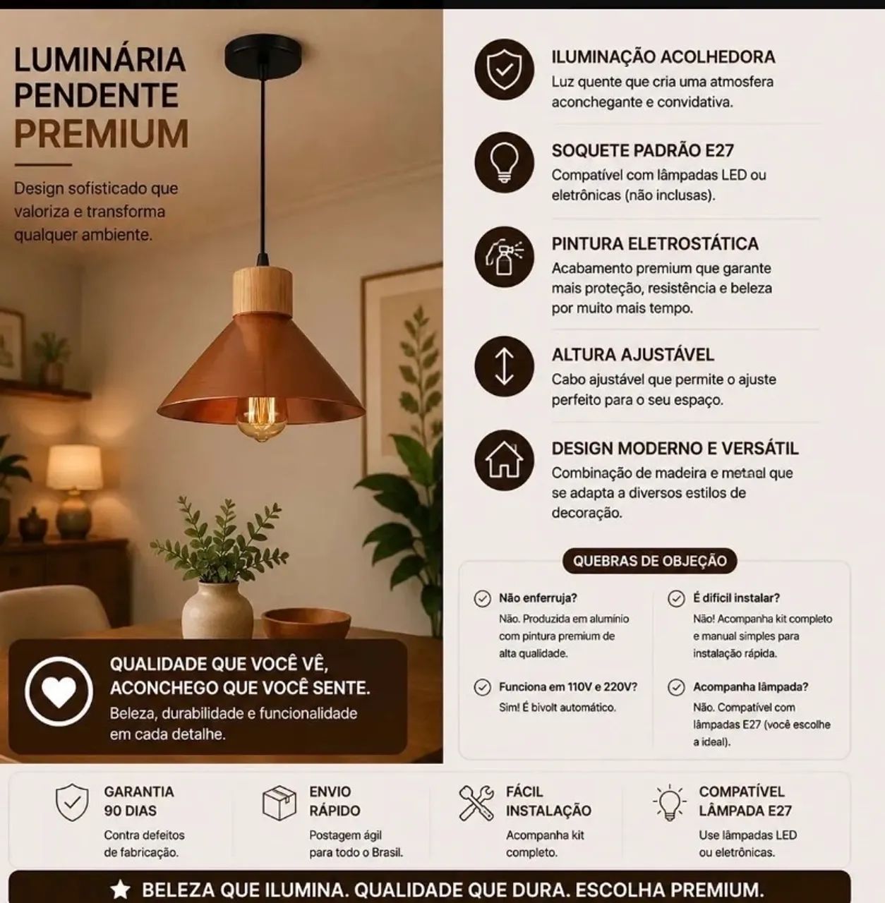 Kit com 2 luminária lindas / instalado  - Foto 5