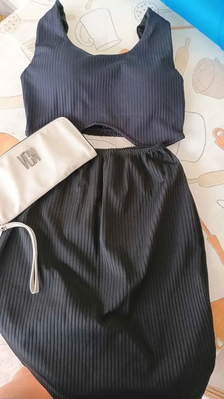 CONJUNTO SAIA + CROPPED + CARTEIRA 