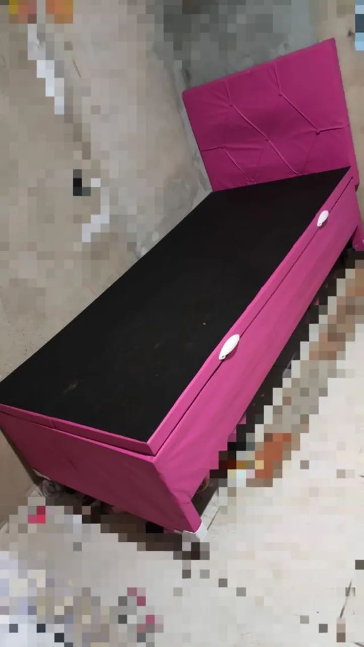 Cama box baú de solteiro com cabeceira