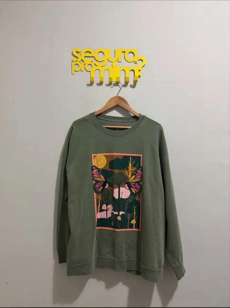 Blusa de moletom oh boy verde militar 