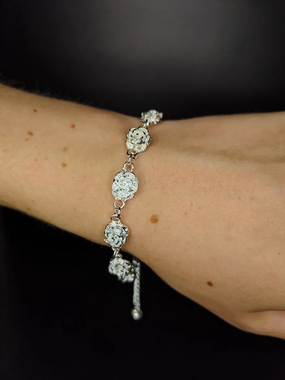 Pulseira Rosas de Prata 925