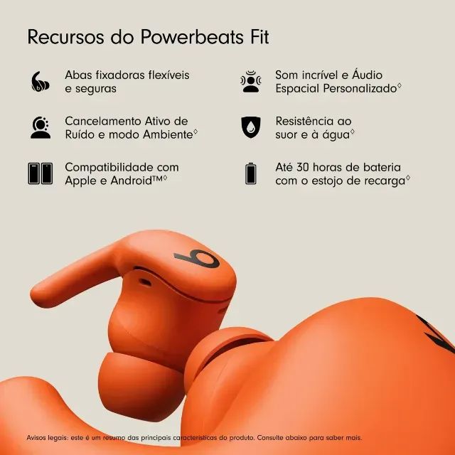 Beats Powerbeats Fit Laranja - Praticamente Novo - Fones de Ouvido