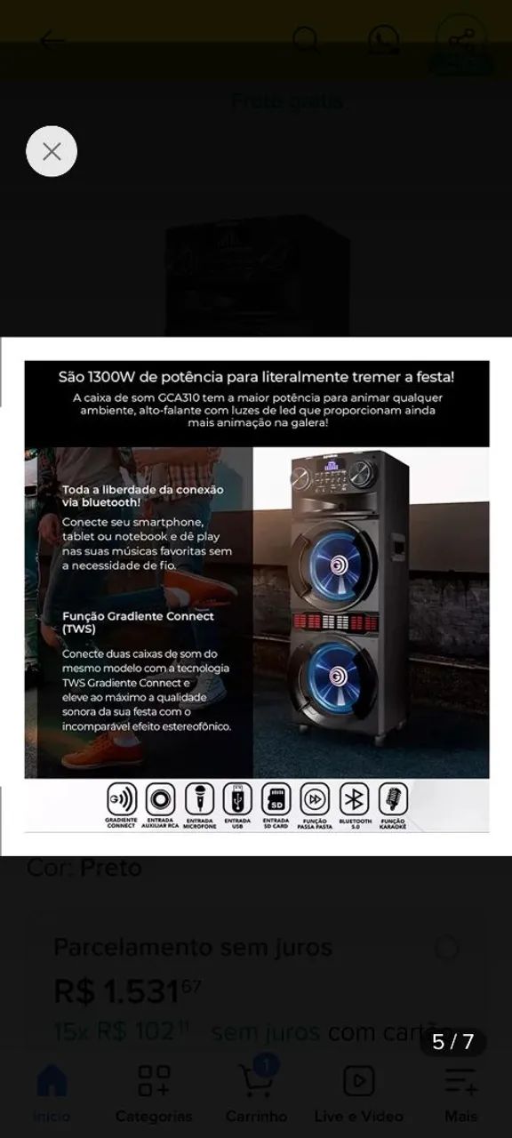 Vendo caixa de som Gradiente GCA semi nova  - Foto 4